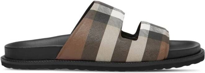 Burberry check-print cut-out canvas slides Brown