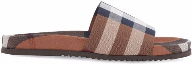 Burberry check-print slides Brown