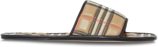 Burberry check quilted flat slides Neutrals