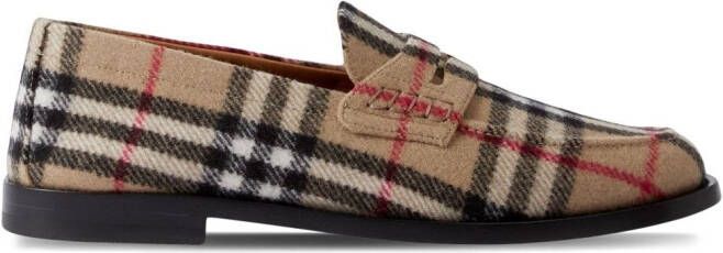 Burberry check wool loafers Black
