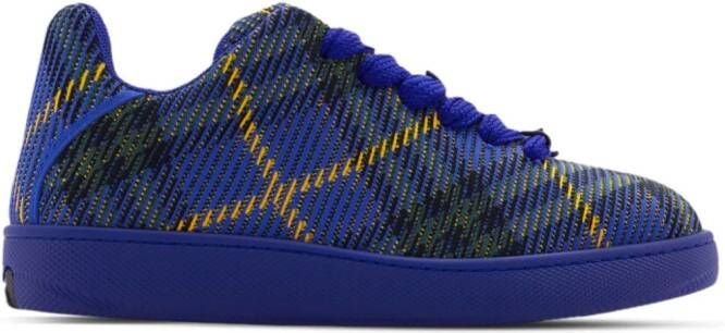 Burberry checked knitted sneakers Blue