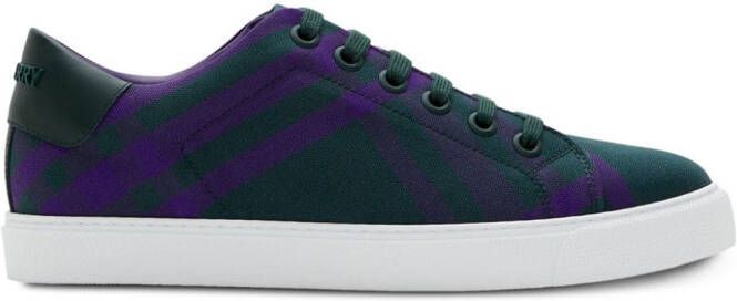 Burberry checked lace-up sneakers Purple