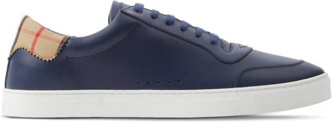 Burberry checked leather sneakers Blue