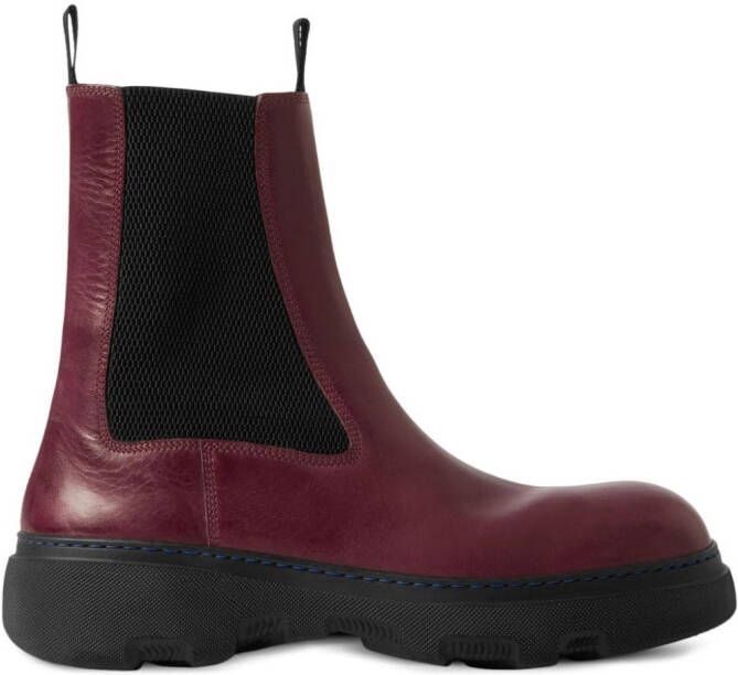 Burberry Chelsea leather ankle boots Red