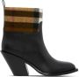 Burberry Exaggerated Check panelled leather boots Black - Thumbnail 1