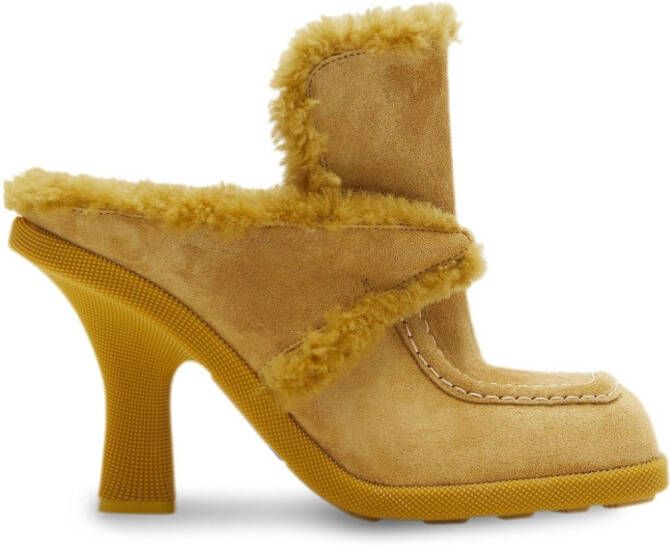 Burberry Highland shearling-trim suede mules Yellow