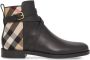 Burberry House Check leather ankle boots Black - Thumbnail 1