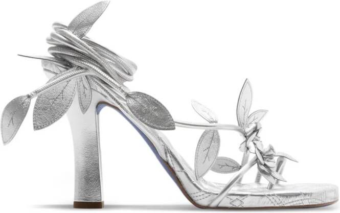 Burberry Ivy Flora 105mm leather sandals Silver