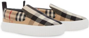 Burberry Kids check cotton sneakers Neutrals
