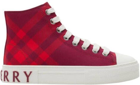 Burberry Kids check-pattern cotton sneakers Red