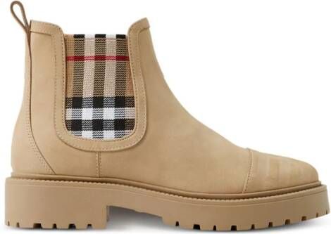 Burberry Kids Vintage check-print leather boots Neutrals