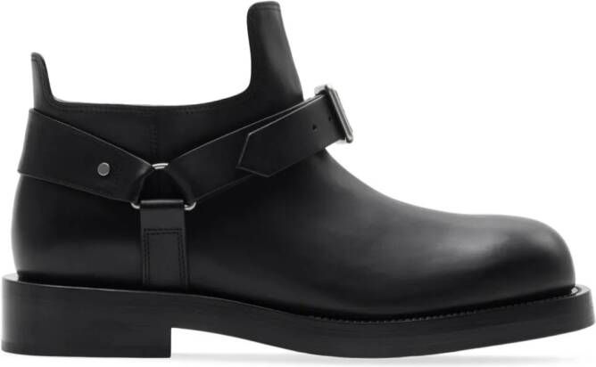Burberry leather saddle boots Black