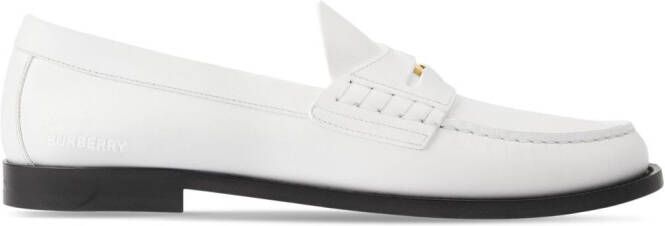 Burberry logo-detail leather penny loafers White