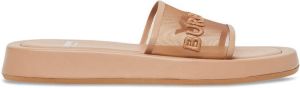 Burberry logo embroidered mesh slides Brown