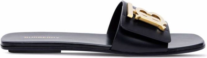 Burberry monogram leather sandals Black