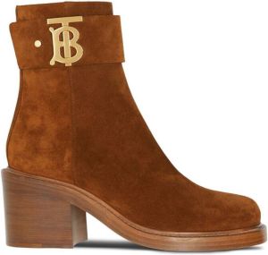 Burberry monogram-motif 65mm block-heel boots Brown