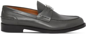 Burberry monogram-plaque leather loafers Grey