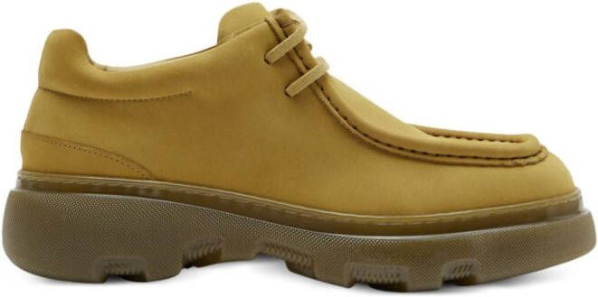 Burberry Nutbuck Creeper leather derby shoes Yellow