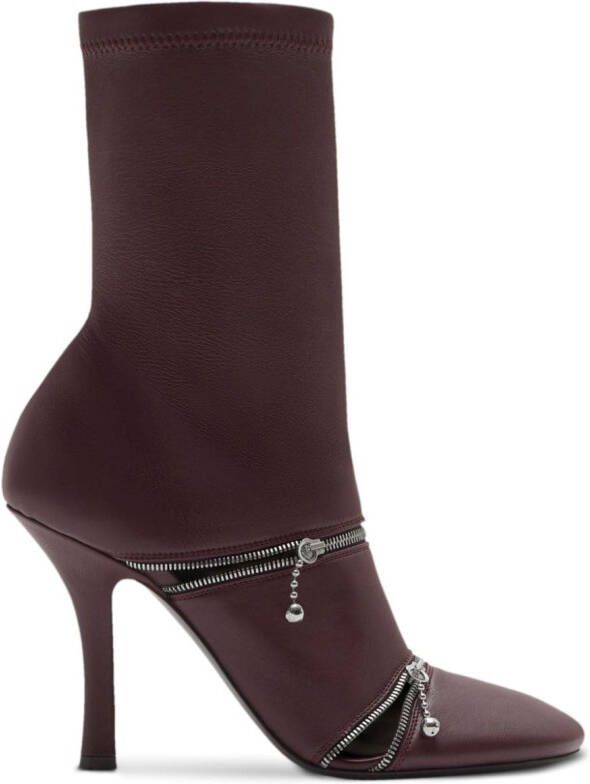 Burberry Peep 100mm leather boots Red