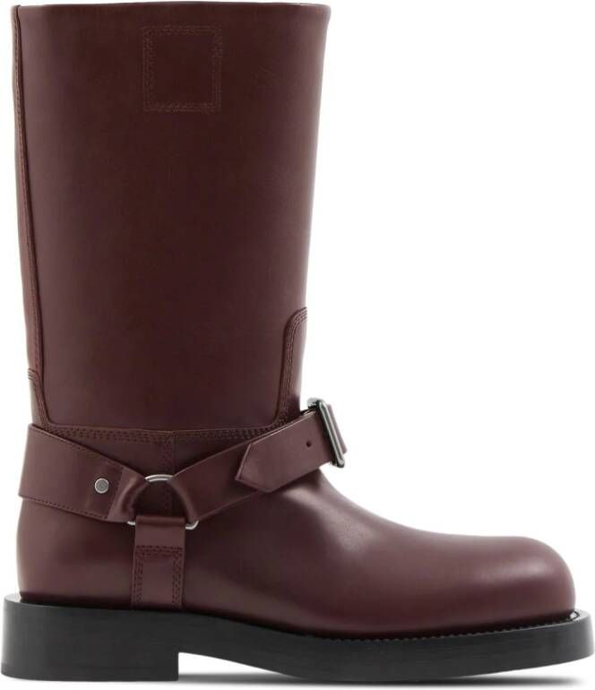 Burberry Saddle buckled leather boots Red
