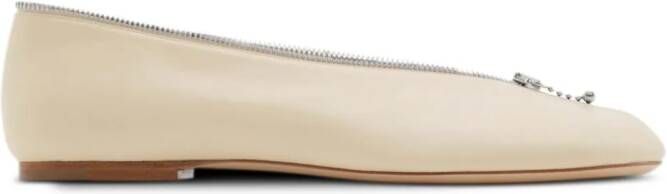 Burberry Sadler Zip leather ballerina shoes Neutrals