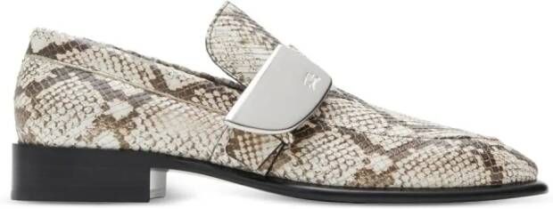 Burberry Shield python-print loafers Neutrals