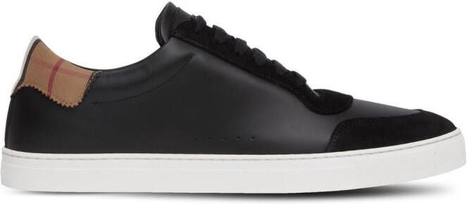 Burberry Vintage Check panelled leather sneakers Black