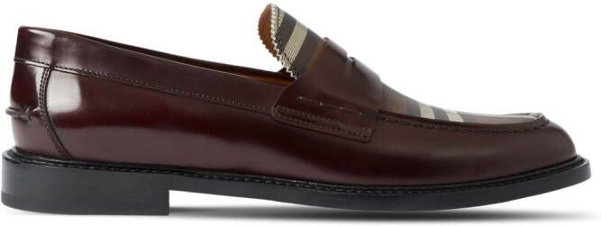 Burberry Vintage Check-pattern contrast-panel penny loafers Red