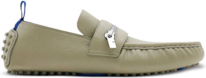Burberry zip-detail leather loafers Green