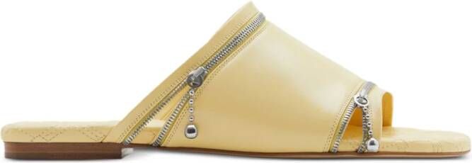 Burberry zip-detail leather slides Neutrals