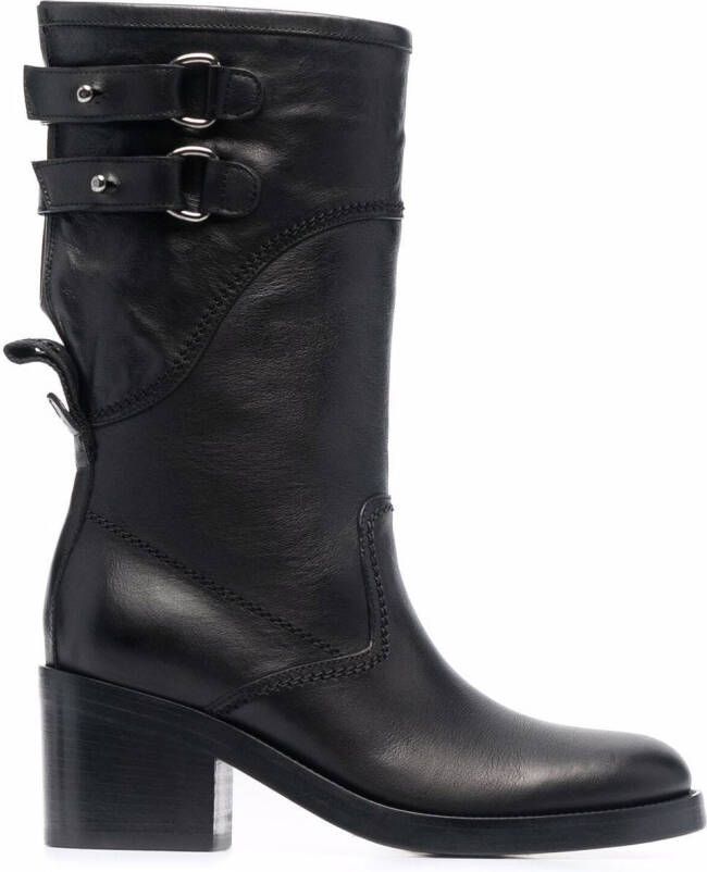 Buttero buckled leather boots Black