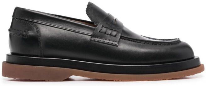 Buttero penny-slot leather loafers Black