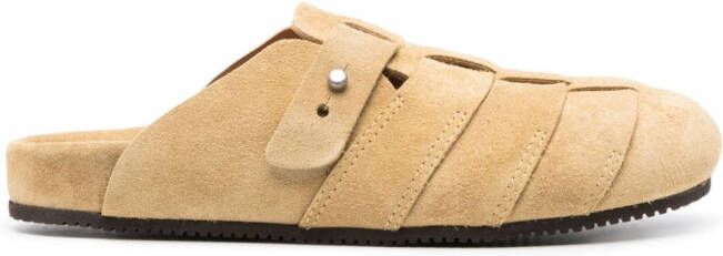 Buttero round-toe suede slippers Neutrals