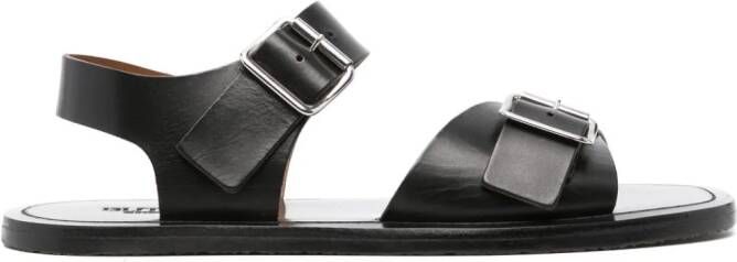 Buttero square-toe leather sandals Black