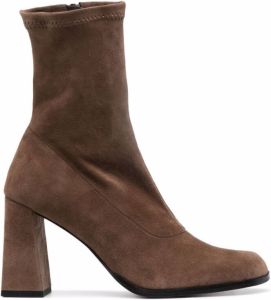 BY FAR 90mm suede calf-length boots Brown
