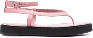 BY FAR Cece grained-leather sandals Pink