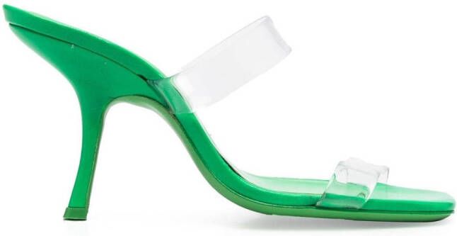 BY FAR Clara 100mm square-toe sandals Green