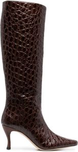 BY FAR crocodile-effect knee-length boots Brown