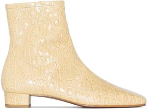 BY FAR Este snakeskin square-toe ankle boots Neutrals
