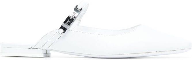 BY FAR Etta flat mules White