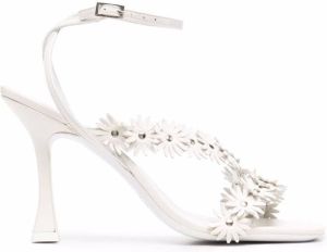 BY FAR flower-embellished sandals White