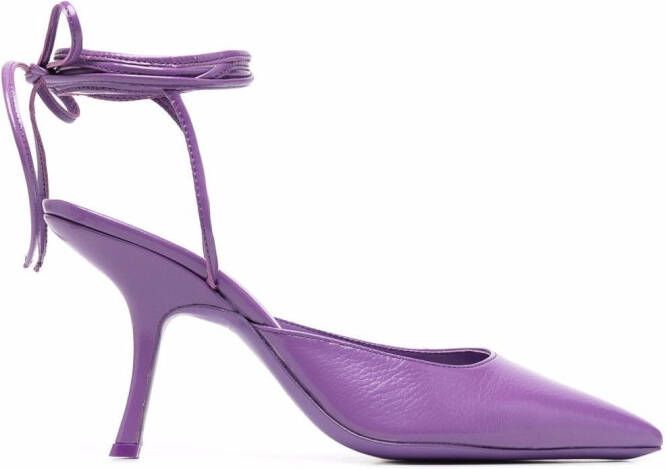 BY FAR Jen lace-up 100mm pumps Purple