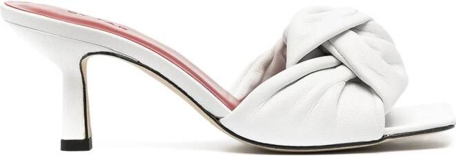 BY FAR knot-detail leather mules White