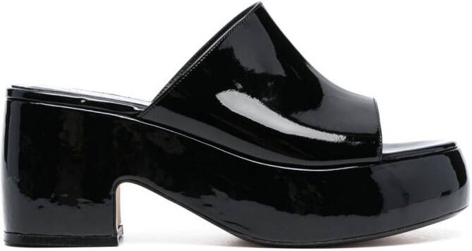 BY FAR Leroy 80mm patent leather mules Black