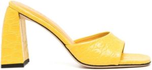 BY FAR Michele crocodile-embossed leather sandals Yellow