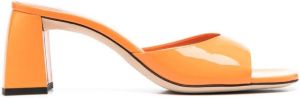 BY FAR Michele patent block-heel mules Orange