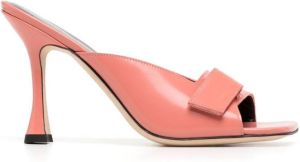 BY FAR Olivia square-toe leather mules Pink