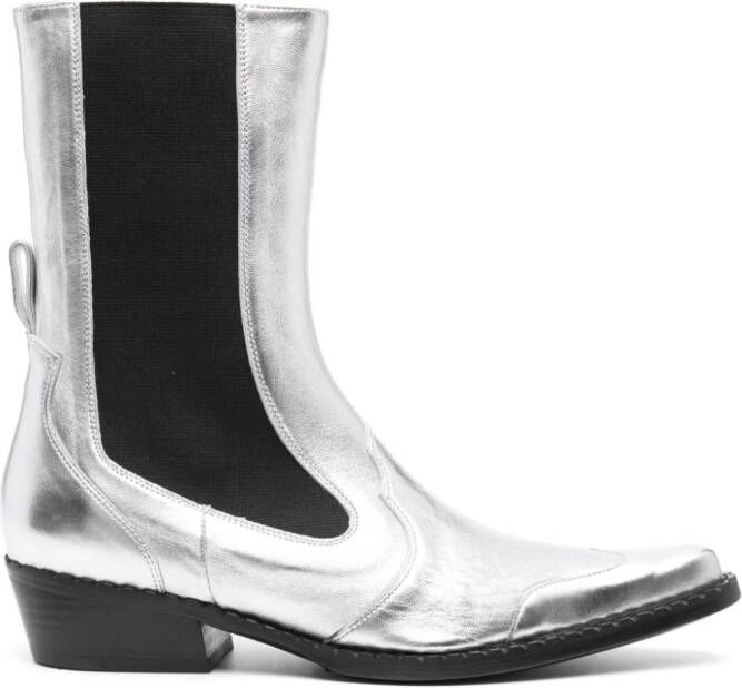 BY FAR Otis 40mm metallic-finish boots Silver