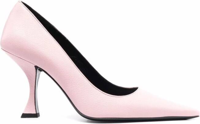 BY FAR pebbled-texture pointed-toe pumps Pink