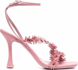 BY FAR Poppy 105mm floral-detail sandals Pink